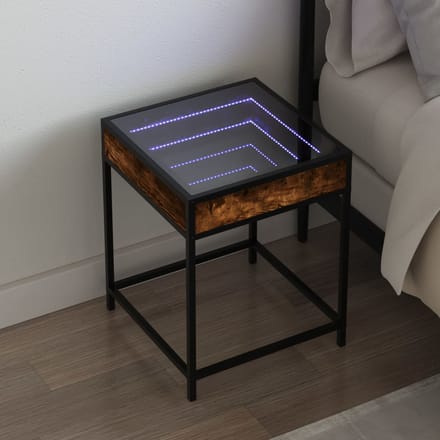 vidaXL Nachtkastje met Infinity LED 40x40x51 cm gerookt eikenkleurig