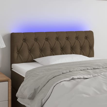 vidaXL - Hoofdbord - LED - 90x7x78/88 - cm - stof - donkerbruin