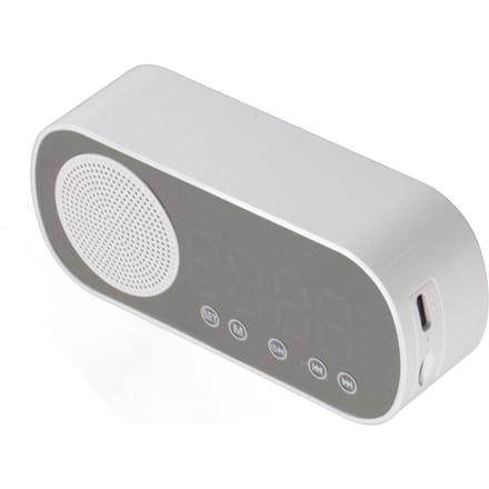 Digitale Wekker HIFI FM Radio Oplaadbare Bluetooth 5.0 Luidspreker Spiegelklok voor Lezen Reizen white