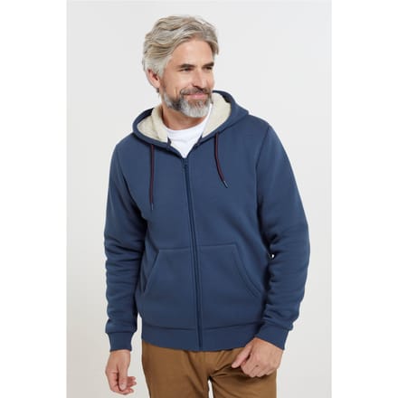 Mountain Warehouse Heren Dalton Borg gevoerde Full Zip Hoodie (Marine)