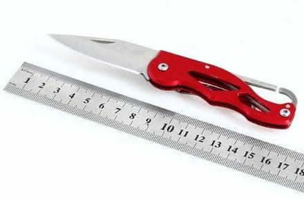 16CM outdoor survival mes - rood / zilver