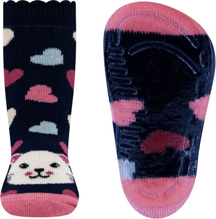 Ewers antislip sokken blauw met poesjes