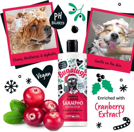 Bugalugs hondenshampoo Kerstmis cranberry& mistletoe 500 ml