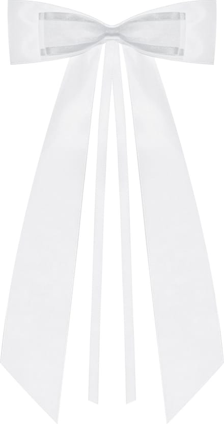 PartyDeco trouwauto antenne lint strik - Bruiloft - wit - 4x stuks - 14 cm - just married