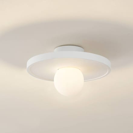 Lindby - wandlamp - 1licht - Gips, glas - H: 15.5 cm - E27 - wit