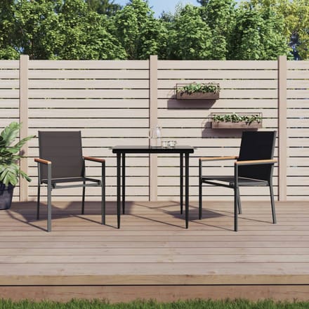 vidaXL - Tuinstoelen - 2 - st - 55x61,5x90 - cm - textileen - en - staal - zwart
