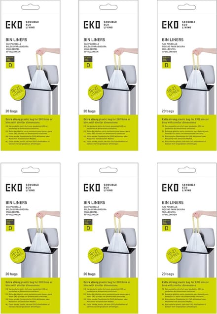EKO - Afvalzakken 18-21 ltr (D) (6x20 stuks) - - wit - Afvalzak