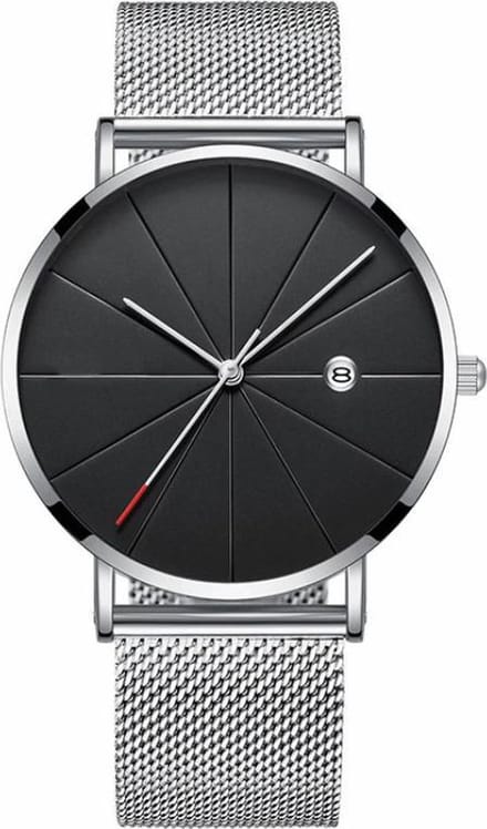 Fako - Horloge - Mesh - Chicago - 40mm - Zilver/Zwart