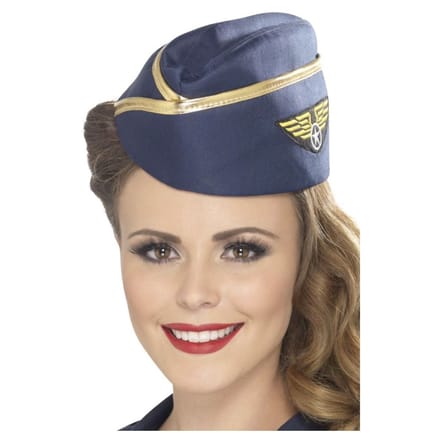 Stewardessen verkleed hoedje - blauw - Carnavalskleding accessoires