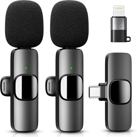 GELLDG Microfoon - Draadloze lavaliermicrofoon - Compatibel met iPhone en Android-pc's - Minimicrofoon - Perfect voor livestreaming, video-opnames, interviews, YouTube, TikTok en vlogs