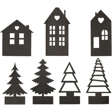 Papieren lapjes "Huizen en bomen"