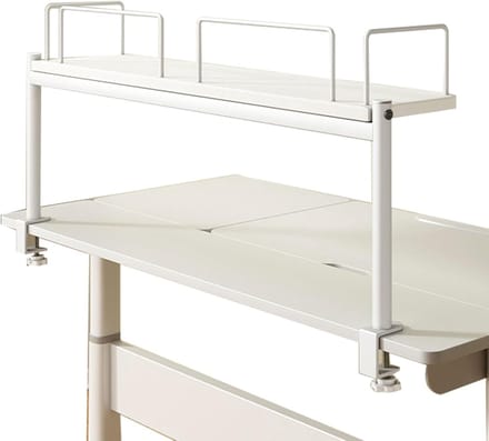 Bureaurek met klem - Bureau organizer - Ruimtebesparend opbergen - Dubbele verdiepingen - Tot 100 cm breed - Wit