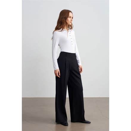 Vrouwen Hoge Taille Wijde Pijpen Crêpe Broek