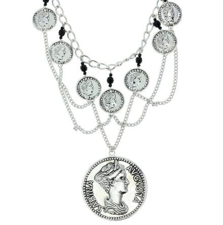 Behave® - Ketting Zilverkleur - Munten - 42 cm (+8 cm verlengketting)