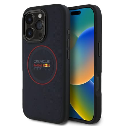 Red Bull Racing Meshed PU Leather Backcover geschikt voor MagSafe geschikt voor iPhone 16 Pro Max - Navy