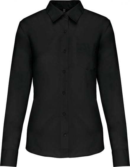 Kariban Overhemd in onderhoudsvriendelijk polykatoen-popeline dames K549 - Black - M