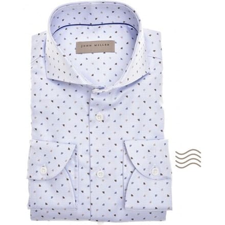 John Miller Overhemd Plain Weave Dot Tailored Fit Licht Blauw / male