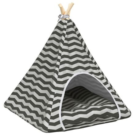 vidaXL Dieren teepee met kussen Wit en Grijs 60 x 60 x 70 cm Polyester