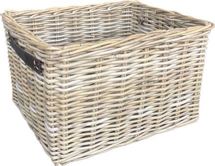 Open Rotan Mand Leder - 30x26xH20 cm - Kastmand