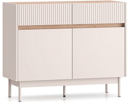 Selsey Dunea – Dressoir 2-deurs met 2 laden, Kasjmier grijs/eikenlook, 104 cm