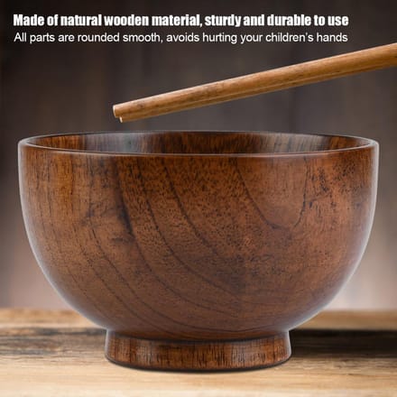 Kind Kind Natuurlijk Houten Handgemaakte Kom Voedselcontainer Hittebestendig Servies (11 cm) black