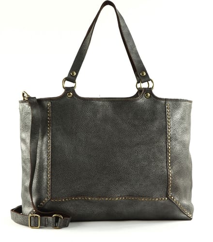 CAMPOMAGGI Leren Schoudertas Hasni Shopping Bag Antracite Antraciet
