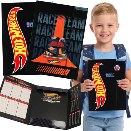 Hot Wheels Schoolmap met elastiek A4 voor jongens, voor documenten, tekeningen, leermiddelen