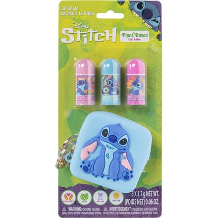 Stitch lipbalsem 3 stuks tasje en sleutelhanger