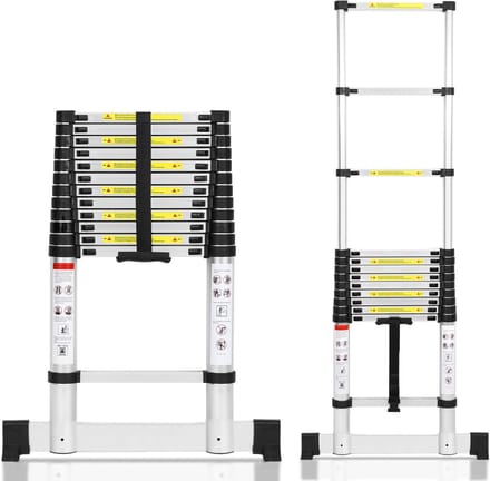 Telescopische Ladder - Uitschuifbare Ladder - Veilig Klussen - Met Stabilisator - 5 Meter - Aluminium