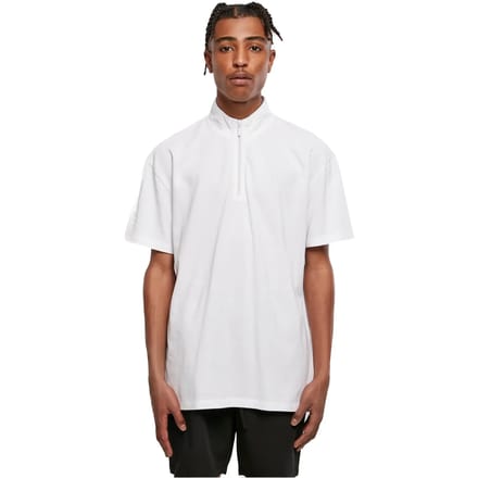 Urban Classics - Boxy Zip Pique Polo shirt - XXL - Wit