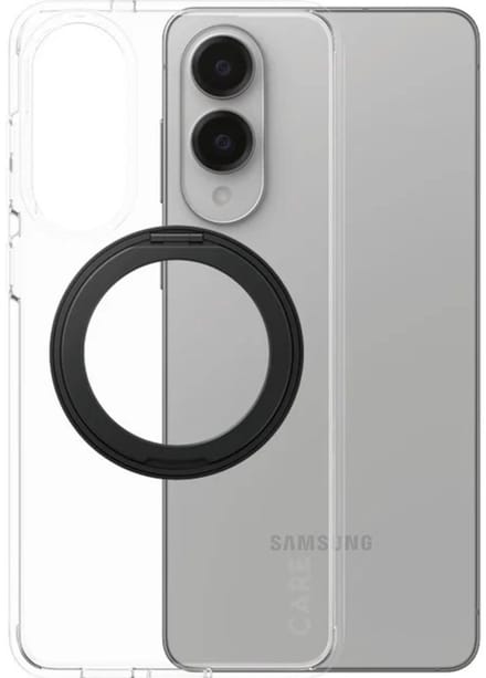 CARE by PanzerGlass Feature Case Transparent w. Black Kickstand & Qi Compatible Samsung S25 Edge
