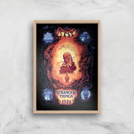 Stranger Things x Alex Hovey Vecna Illustration Giclee Art Print - A3 - Wooden Frame