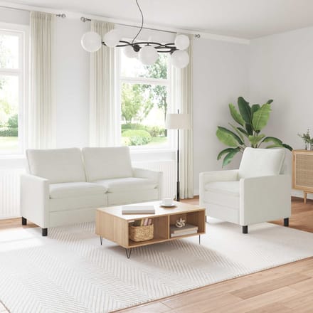 vidaXL - Bankstel - 2 - st - Crèmekleurig - Polyester
