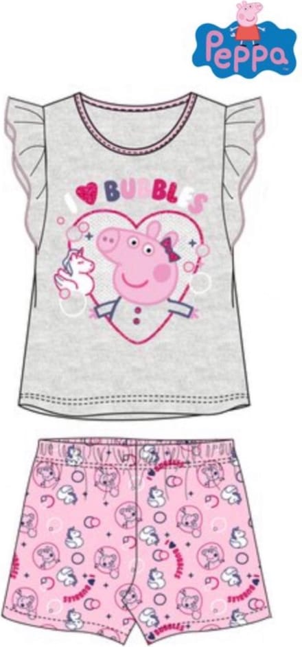 Peppa pig pyjama - grijs - roos - maat 116 / 6 jaar