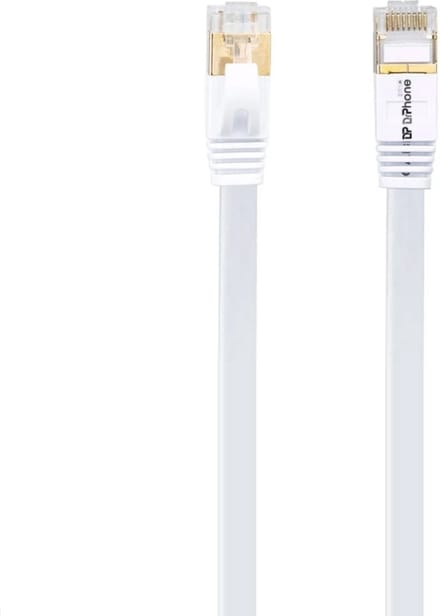 DrPhone UltraLink Platte CAT6 UTP Ethernet kabel - RJ45 Netwerk kabel - tot 1Gbps (1000 Mbps) - 0.5M - Wit