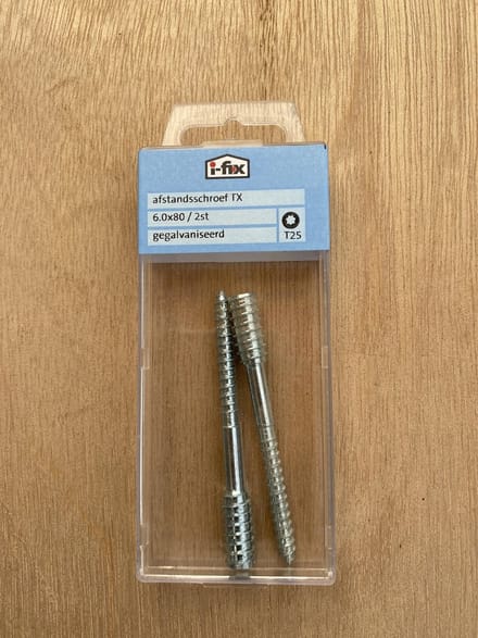 Afstandsschroef. 6.8 x 80mm. lang. Torx-T30. Verzinkt. 2 stuks. Ifix.