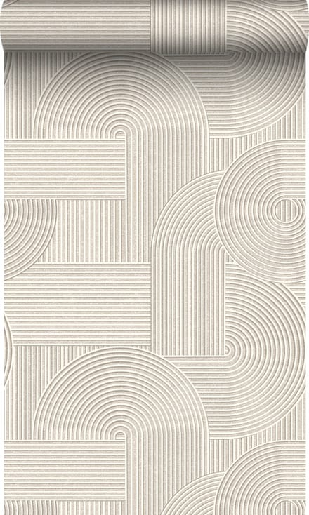 Origin Wallcoverings behang grafisch 3D motief warm grijs - 53 cm x 10.05 m - 348014