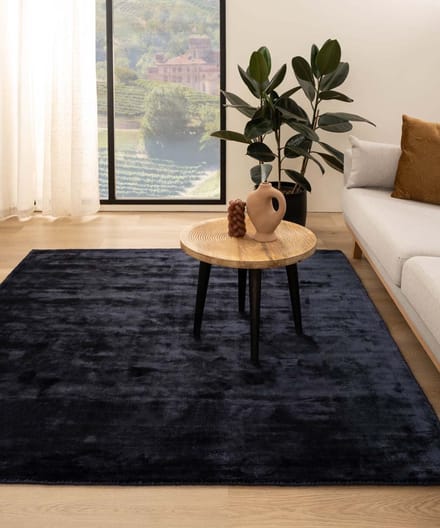 Viscose vloerkleed vierkant - Pearl marineblauw 200x200