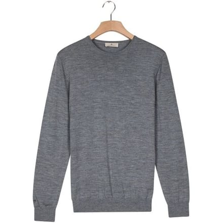 Thomas Maine Trui Crew Neck Pullover Single Knit Merino Wool Light Denim / male