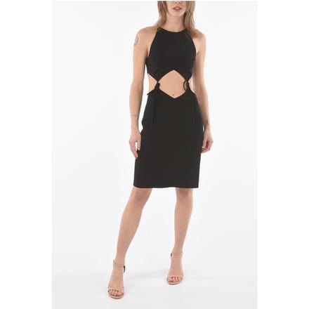 Mini-jurk met uitsparingen en veters in zwart