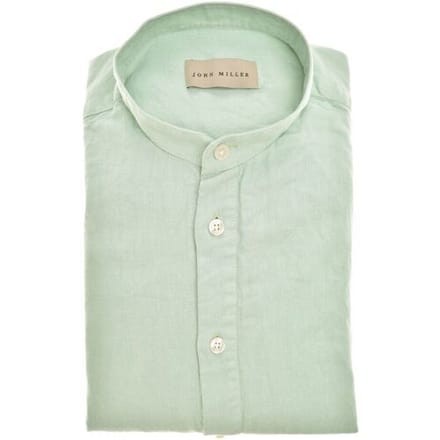 John Miller Overhemd Loose Solid Color Cotton Linnen Licht Groen / male