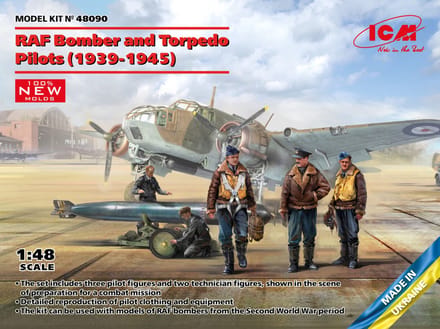 ICM Modelbouwpakket Militaire voertuigen - 48090 RAF bomber and Torpedo Pilots - 1939-1945 Plastic - 1:48 - Modelbouw