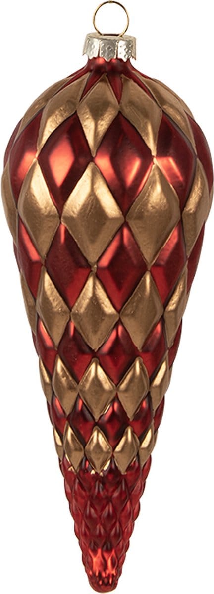 Clayre & Eef Kerstbal Overig Ø 6x16 cm Rood Goudkleurig Glas Kerstballen