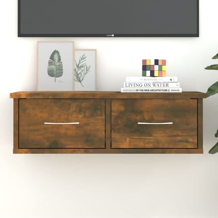 vidaXL - Wandkast - 60x26x18,5 - cm - bewerkt - hout - gerookt - eikenkleurig
