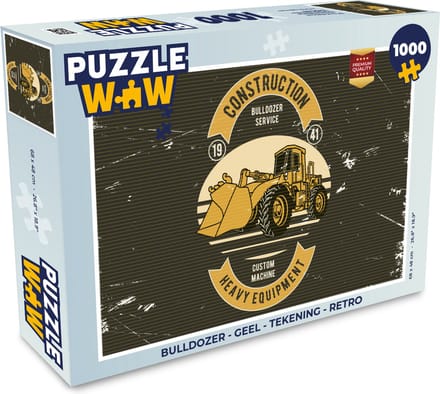 Puzzel Bulldozer - Geel - Tekening - Retro - Legpuzzel - Puzzel 1000 stukjes volwassenen