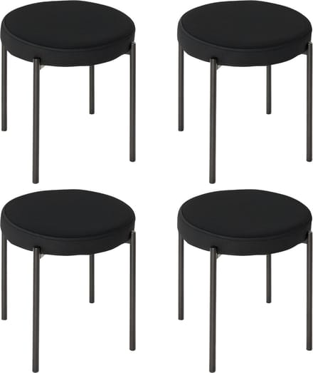 HOMCOM-Esszimmerhocker-Polyester, Metall-41,5L x 41,5B x 46H cm-Schwarz