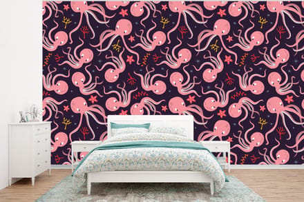 Behang - Fotobehang Octopus - Baby - Design - Breedte 400 cm x hoogte 300 cm