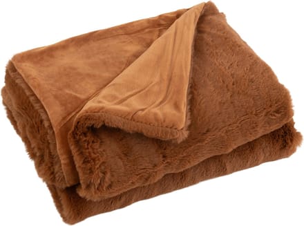 J-Line plaid Cutie - fleece deken - polyester - sienna bruin - 180 x 130 cm