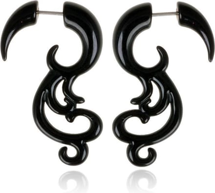 Tribal bone oorbellen Black Waves
