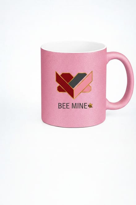 Romantische Roze Glitter 'Bee Mine' XO Mok - Uniek Liefdescadeau